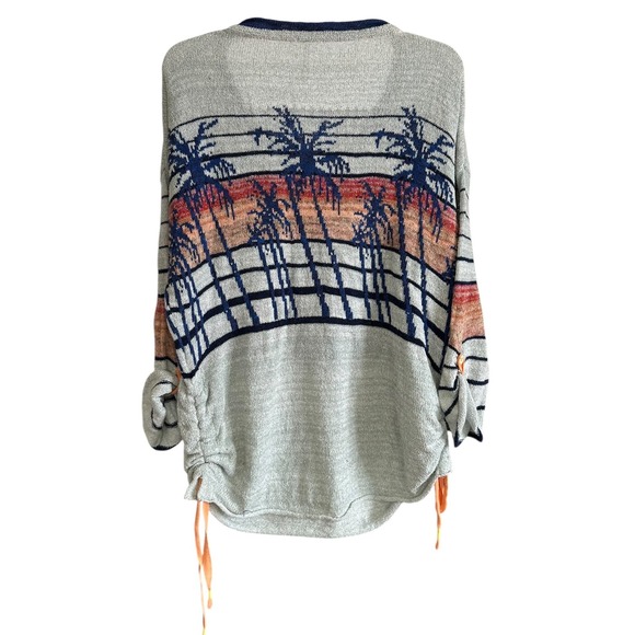Free People Palm Breeze 3/4 Sleeve Pullover Knit Sweater Sky Multi S Oversized - Picture 4 of 8